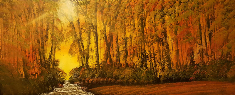 A Painting of hoew Park Wood As The Sun Goes Down